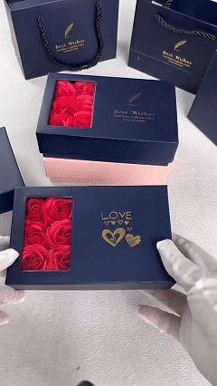 Romantic Handmade Eternal Rose Jewelry Gift Box with Window - Valentine's Day, Anniversary, Wedding Gift Packaging (6 Roses, Cardboard)