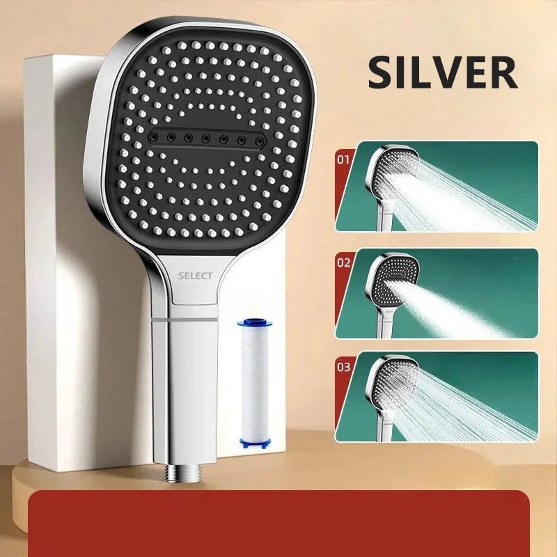 13CM High - Pressure Shower Head – 3 Modes, Water - Saving & Massage Spray | Handheld Bathroom Shower - Vynori