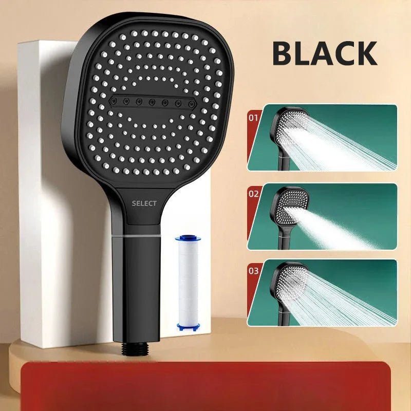 13CM High - Pressure Shower Head – 3 Modes, Water - Saving & Massage Spray | Handheld Bathroom Shower - Vynori