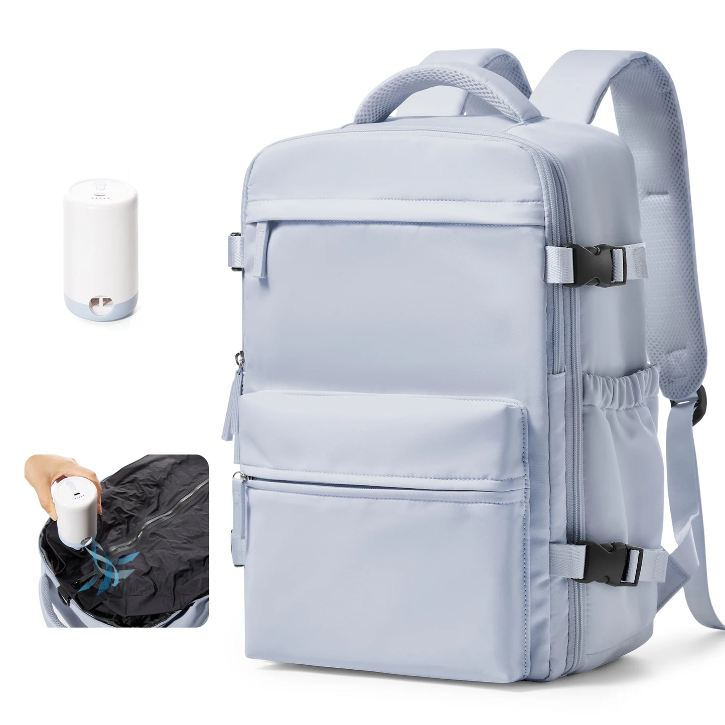 Vacuum Compression 15.6″ Laptop Backpack – 20–35L Expandable Travel & Hiking Bag with Built-on Valve & Pump-Ready Design, Cabin-Approved 40×20×25 cm Unisex Daypack