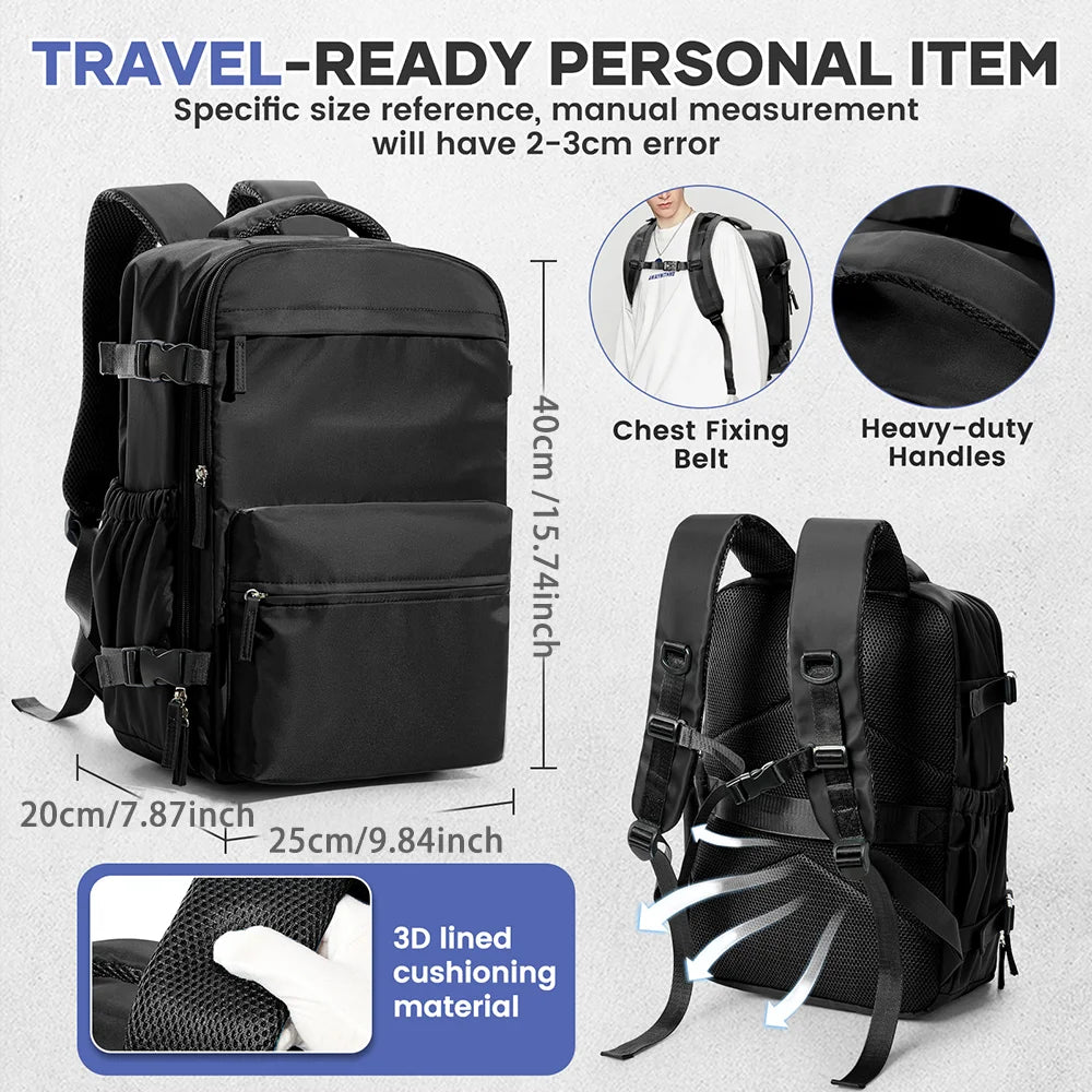 Vacuum Compression 15.6″ Laptop Backpack – 20–35L Expandable Travel & Hiking Bag with Built-on Valve & Pump-Ready Design, Cabin-Approved 40×20×25 cm Unisex Daypack
