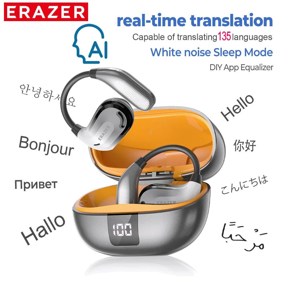 ERAZER XT66PRO AI Translator Earbuds – 135+ Languages, Waterproof, 90H Battery, ASMR Headset - Vynori