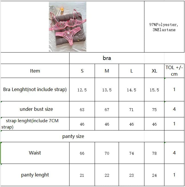 Floral Embroidered 2 - Piece Sexy Lingerie Set - Women's Unlined Bra & Briefs with Underwire - Vynori