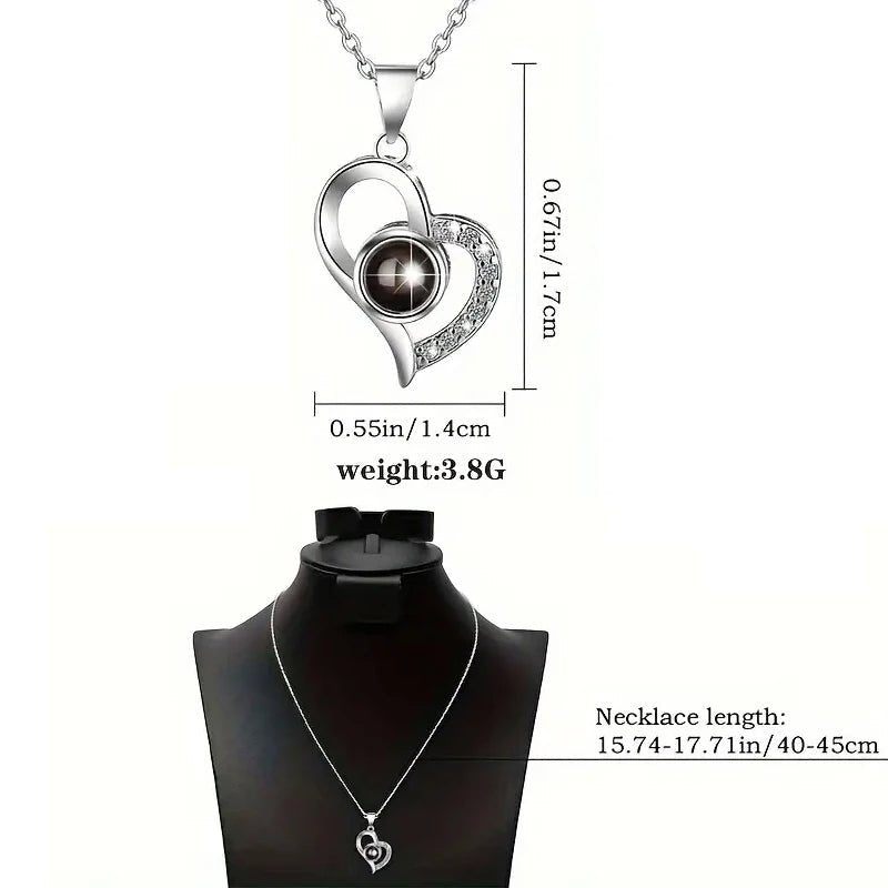 Heart - Shaped Projection Necklace with Preserved Red Rose - Perfect Valentine's Day, Anniversary, Birthday, Mother's Day Gift for Her, Wife, Mom - Vynori