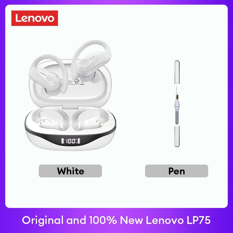 Lenovo LP75 TWS Bluetooth 5.3 Earphones – Wireless, LED Display, Noise Reduction, Waterproof & Sports - Ready - Vynori