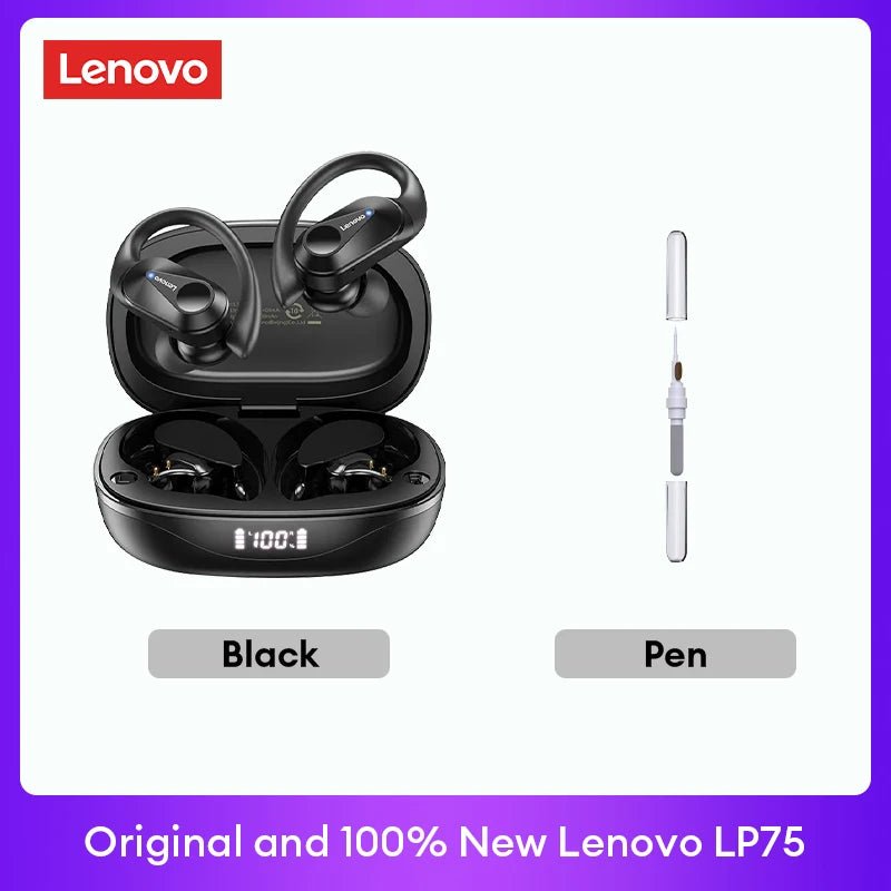 Lenovo LP75 TWS Bluetooth 5.3 Earphones – Wireless, LED Display, Noise Reduction, Waterproof & Sports - Ready - Vynori