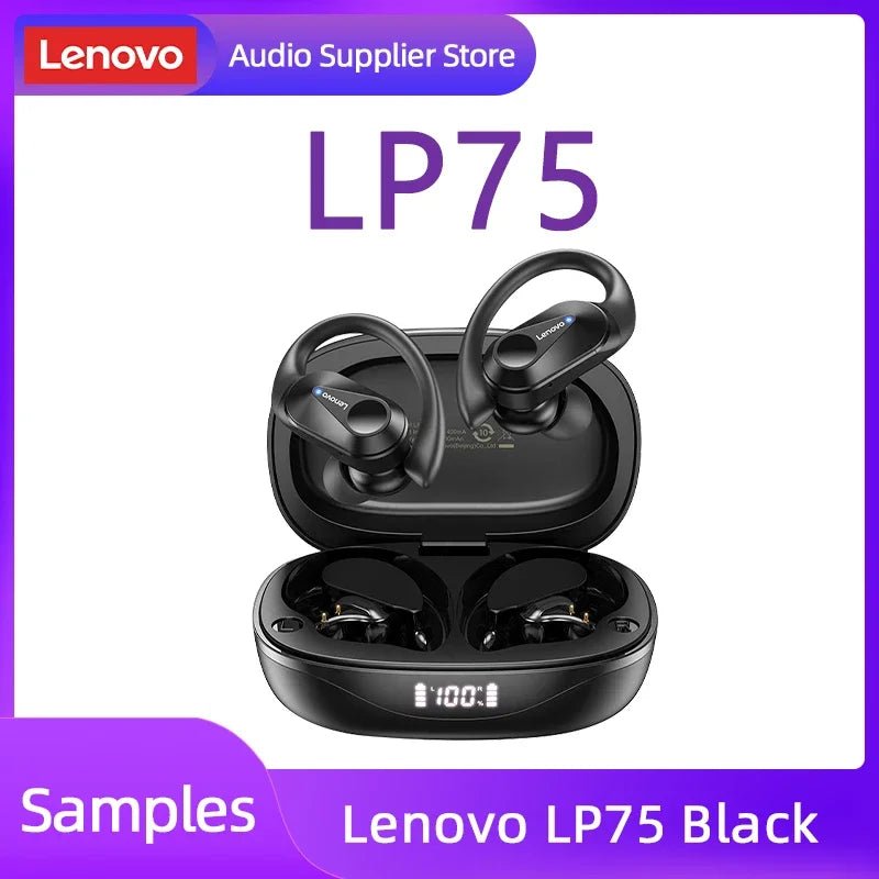 Lenovo LP75 TWS Bluetooth 5.3 Earphones – Wireless, LED Display, Noise Reduction, Waterproof & Sports - Ready - Vynori