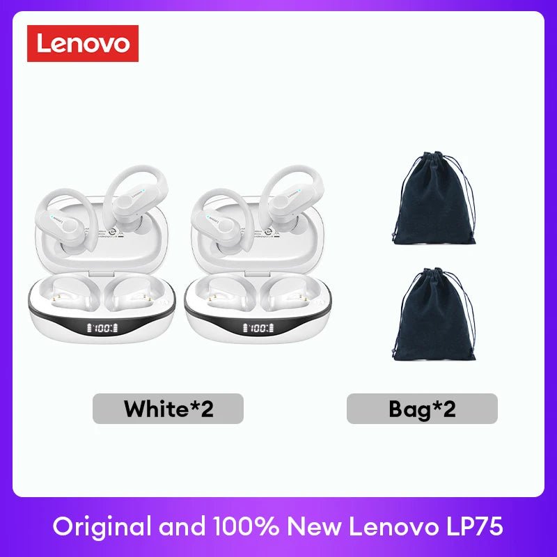 Lenovo LP75 TWS Bluetooth 5.3 Earphones – Wireless, LED Display, Noise Reduction, Waterproof & Sports - Ready - Vynori