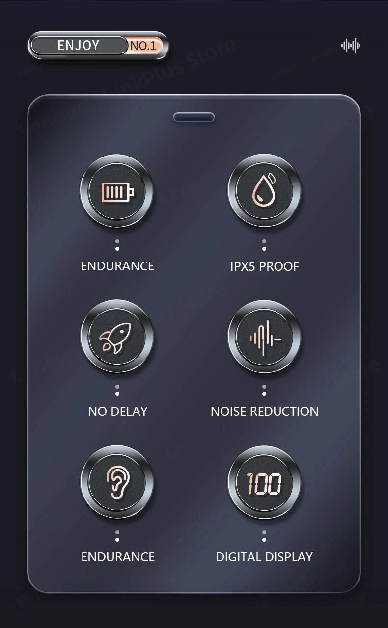 Lenovo LP75 TWS Bluetooth 5.3 Earphones – Wireless, LED Display, Noise Reduction, Waterproof & Sports - Ready - Vynori