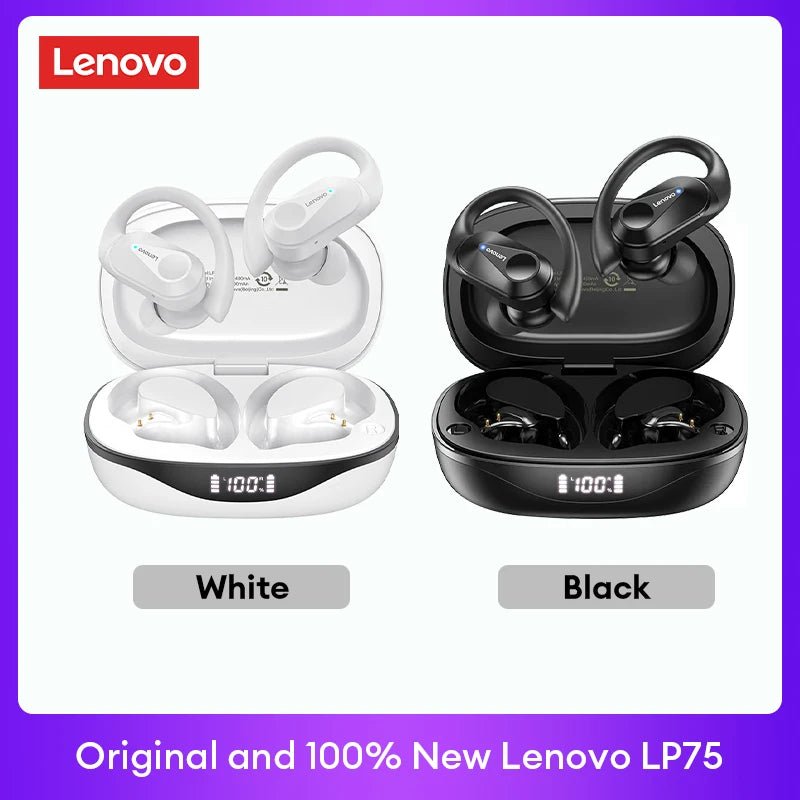 Lenovo LP75 TWS Bluetooth 5.3 Earphones – Wireless, LED Display, Noise Reduction, Waterproof & Sports - Ready - Vynori