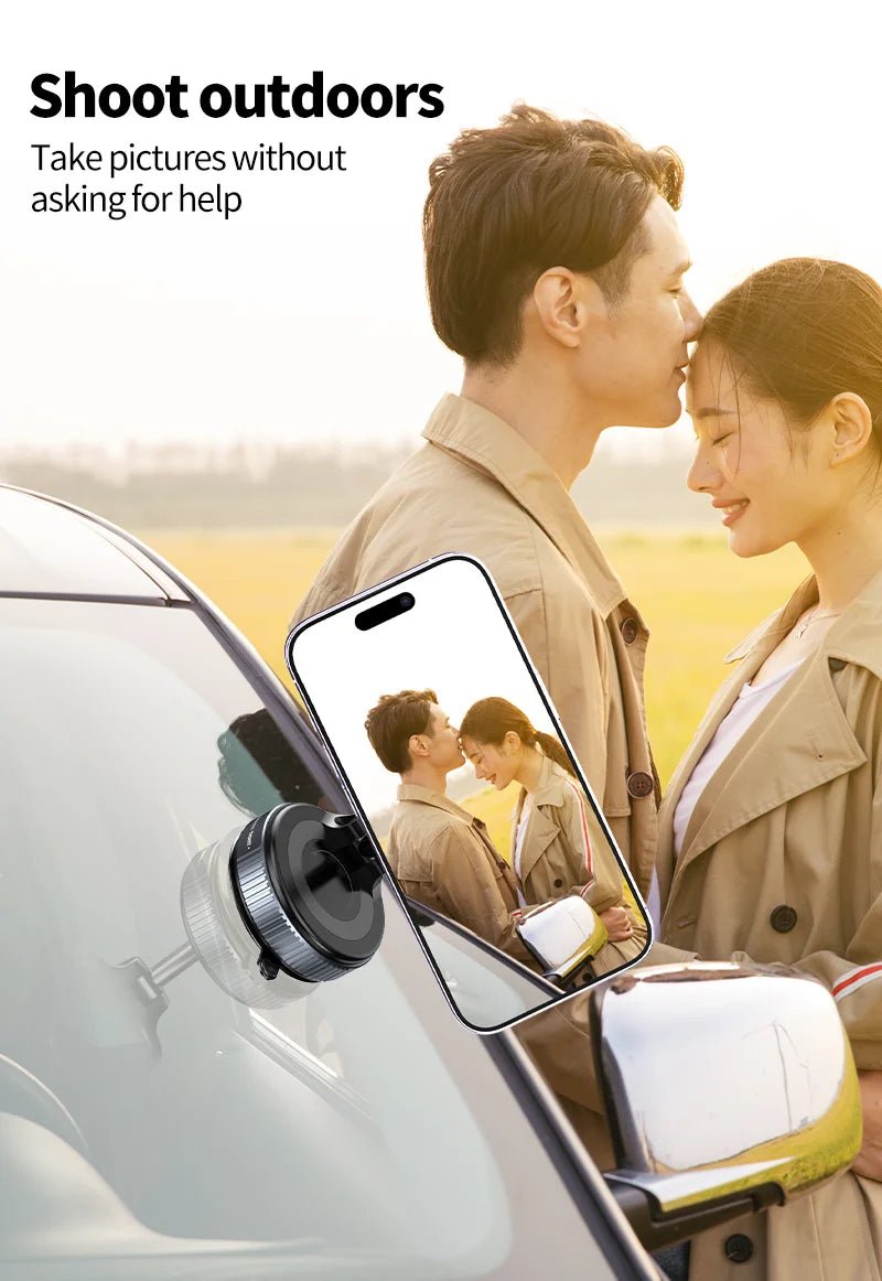 Magnetic Vacuum Car Mount | Electric Suction Phone Holder for iPhone & Android | Foldable & Strong Grip for Live Streaming & Navigation - Vynori