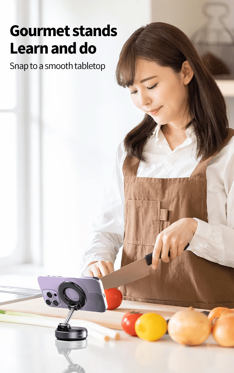 Magnetic Vacuum Car Mount | Electric Suction Phone Holder for iPhone & Android | Foldable & Strong Grip for Live Streaming & Navigation - Vynori