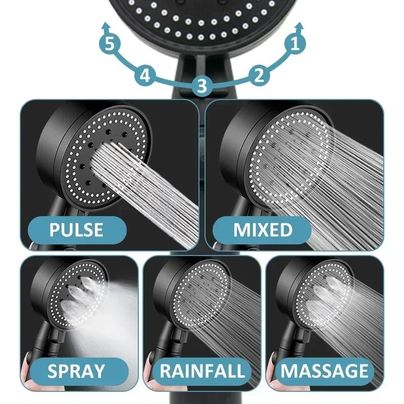 Xiaomi 5 - Mode High - Pressure Shower Head – Water - Saving, Adjustable, Handheld, Universal Fit - Vynori
