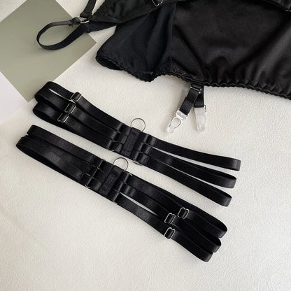 5 - Piece Sexy Lingerie Set – Choker Tassel, Garter Belt, Clubwear Underwear - Vynori