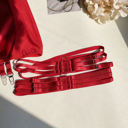 5 - Piece Sexy Lingerie Set – Choker Tassel, Garter Belt, Clubwear Underwear - Vynori