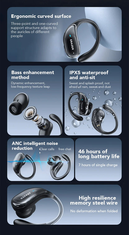 ERAZER XT80PRO AI Bluetooth 5.3 True Wireless Earphones with Real-Time Translation, ANC, IPX5 Waterproof & 46H Playtime