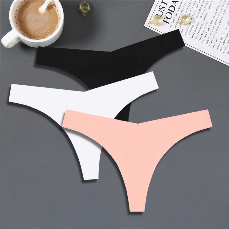 FINETOO 3PCS Women's Seamless Ice Silk Thongs – V - Waist, Breathable, Low - Rise Sport G - String - Vynori