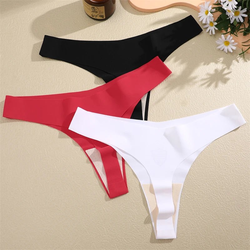 FINETOO 3PCS Women's Seamless Ice Silk Thongs – V - Waist, Breathable, Low - Rise Sport G - String - Vynori
