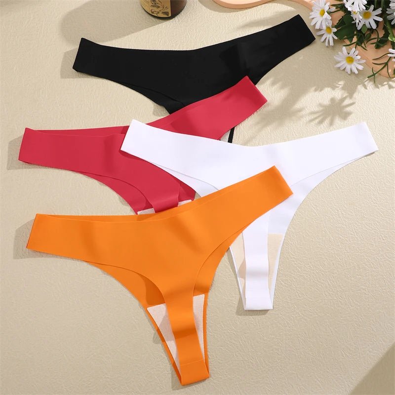 FINETOO 3PCS Women's Seamless Ice Silk Thongs – V - Waist, Breathable, Low - Rise Sport G - String - Vynori