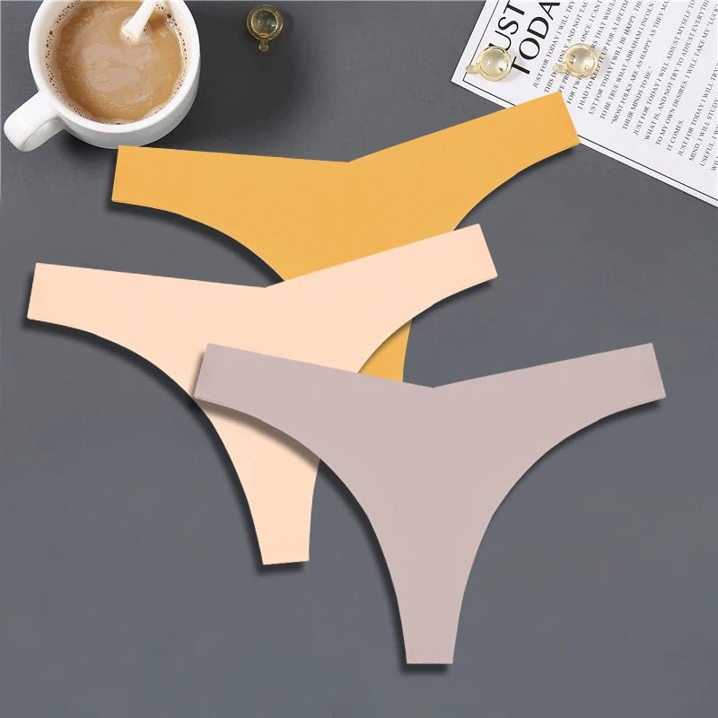 FINETOO 3PCS Women's Seamless Ice Silk Thongs – V - Waist, Breathable, Low - Rise Sport G - String - Vynori