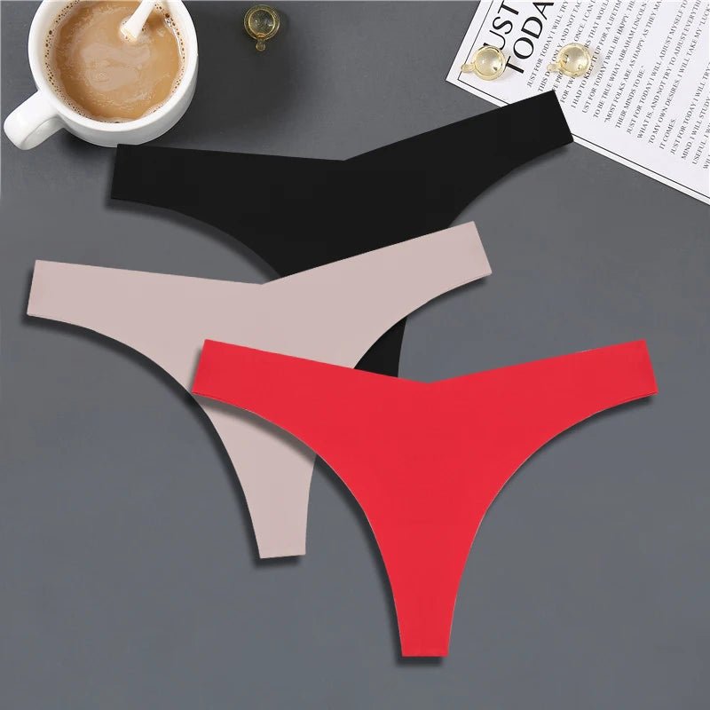 FINETOO 3PCS Women's Seamless Ice Silk Thongs – V - Waist, Breathable, Low - Rise Sport G - String - Vynori
