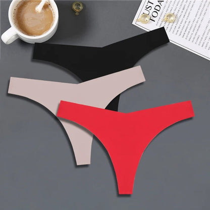 FINETOO 3PCS Women's Seamless Ice Silk Thongs – V - Waist, Breathable, Low - Rise Sport G - String - Vynori