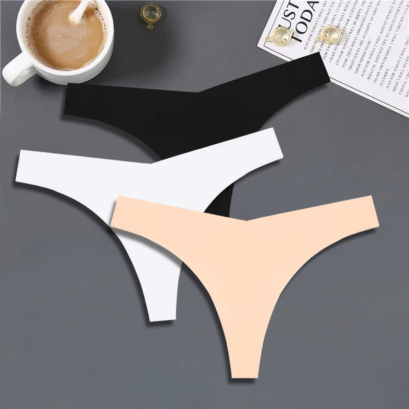 FINETOO 3PCS Women's Seamless Ice Silk Thongs – V - Waist, Breathable, Low - Rise Sport G - String - Vynori