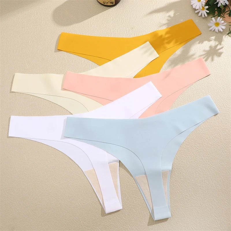 FINETOO 3PCS Women's Seamless Ice Silk Thongs – V - Waist, Breathable, Low - Rise Sport G - String - Vynori