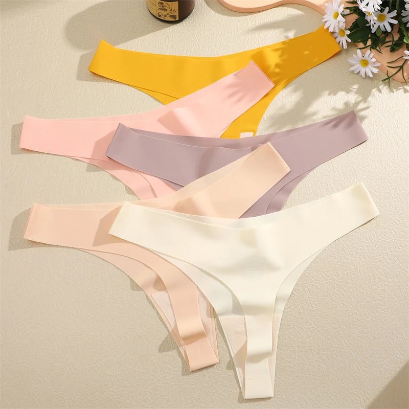 FINETOO 3PCS Women's Seamless Ice Silk Thongs – V - Waist, Breathable, Low - Rise Sport G - String - Vynori