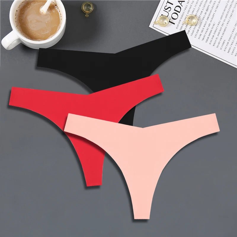 FINETOO 3PCS Women's Seamless Ice Silk Thongs – V - Waist, Breathable, Low - Rise Sport G - String - Vynori