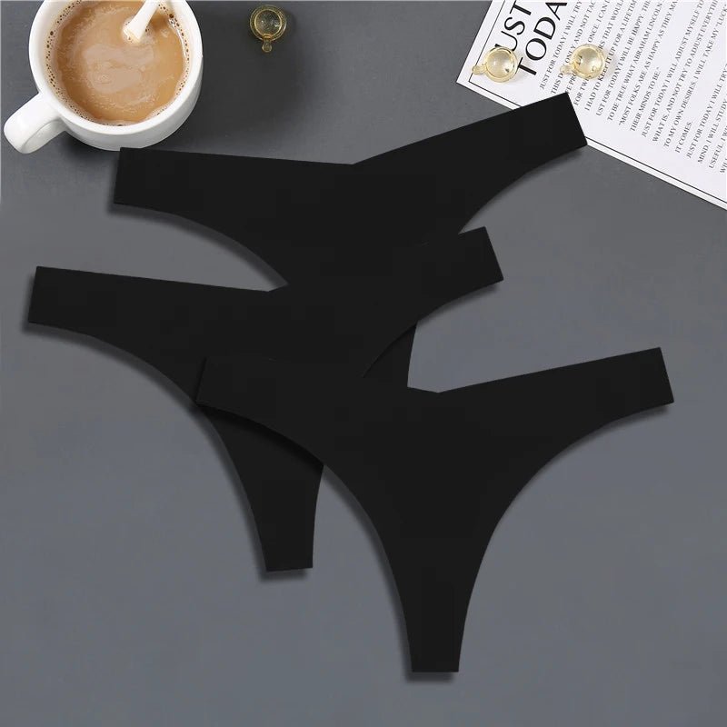 FINETOO 3PCS Women's Seamless Ice Silk Thongs – V - Waist, Breathable, Low - Rise Sport G - String - Vynori