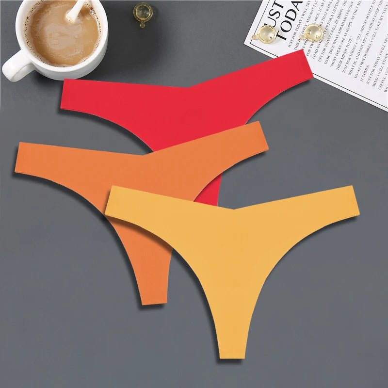 FINETOO 3PCS Women's Seamless Ice Silk Thongs – V - Waist, Breathable, Low - Rise Sport G - String - Vynori