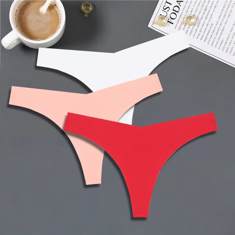 FINETOO 3PCS Women's Seamless Ice Silk Thongs – V - Waist, Breathable, Low - Rise Sport G - String - Vynori