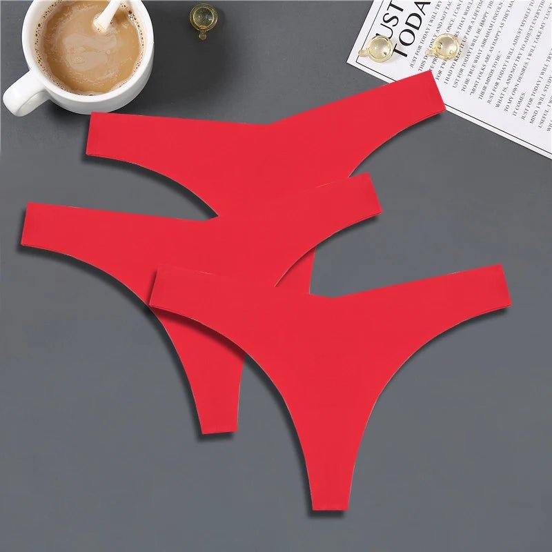 FINETOO 3PCS Women's Seamless Ice Silk Thongs – V - Waist, Breathable, Low - Rise Sport G - String - Vynori