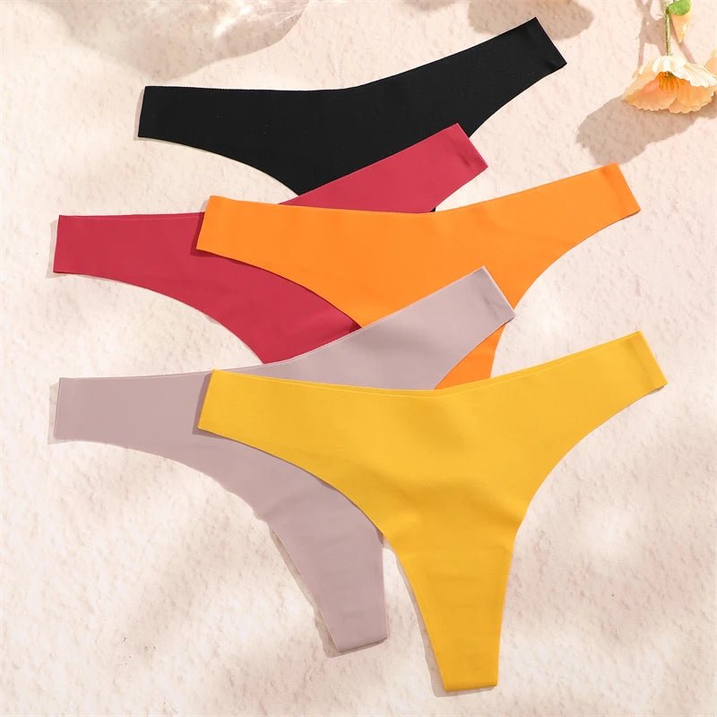 FINETOO 3PCS Women's Seamless Ice Silk Thongs – V - Waist, Breathable, Low - Rise Sport G - String - Vynori
