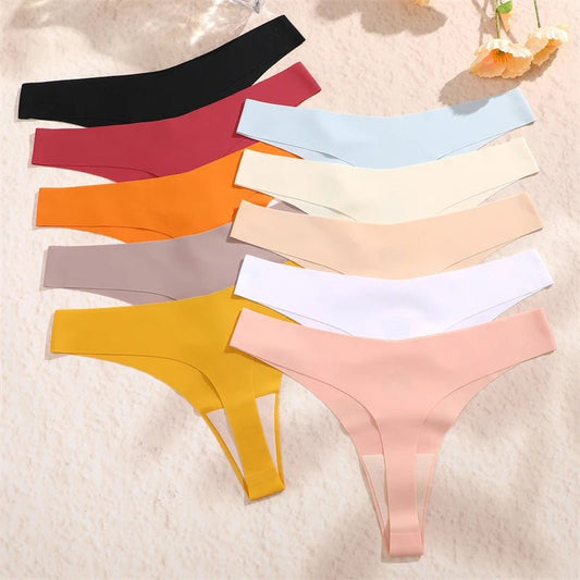 FINETOO 3PCS Women's Seamless Ice Silk Thongs – V - Waist, Breathable, Low - Rise Sport G - String - Vynori