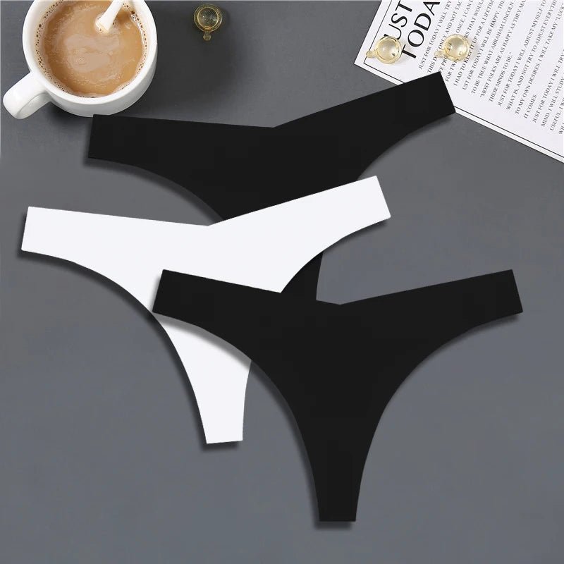FINETOO 3PCS Women's Seamless Ice Silk Thongs – V - Waist, Breathable, Low - Rise Sport G - String - Vynori