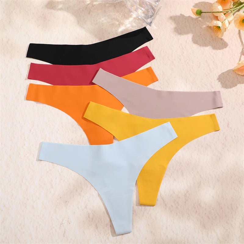 FINETOO 3PCS Women's Seamless Ice Silk Thongs – V - Waist, Breathable, Low - Rise Sport G - String - Vynori