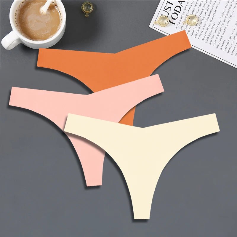 FINETOO 3PCS Women's Seamless Ice Silk Thongs – V - Waist, Breathable, Low - Rise Sport G - String - Vynori