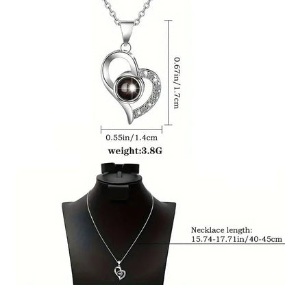 Heart - Shaped Projection Necklace with Preserved Red Rose - Perfect Valentine's Day, Anniversary, Birthday, Mother's Day Gift for Her, Wife, Mom - Vynori