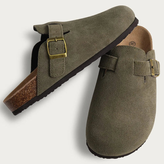 Kidmi Unisex Suede Cork Footbed Clogs – Arch Support Mules, Nonslip Outdoor & Beach Sandals - Vynori