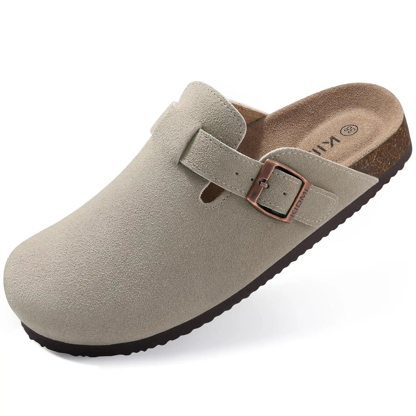 Kidmi Unisex Suede Cork Footbed Clogs – Arch Support Mules, Nonslip Outdoor & Beach Sandals - Vynori