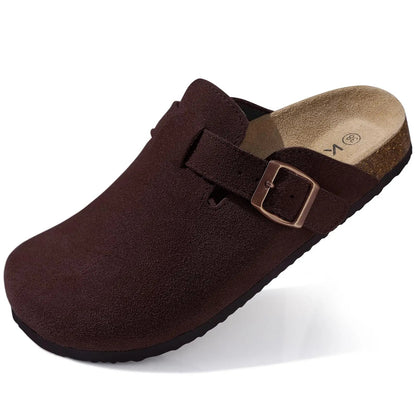 Kidmi Unisex Suede Cork Footbed Clogs – Arch Support Mules, Nonslip Outdoor & Beach Sandals - Vynori