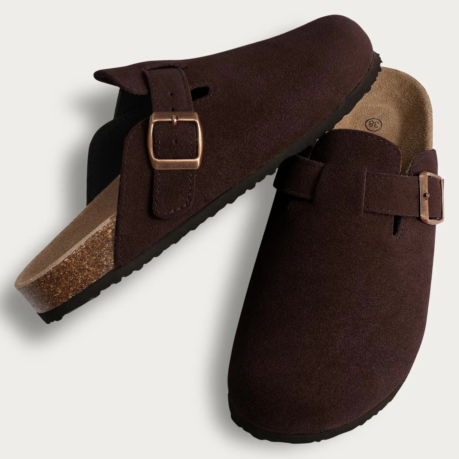 Kidmi Unisex Suede Cork Footbed Clogs – Arch Support Mules, Nonslip Outdoor & Beach Sandals - Vynori