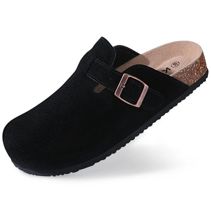Kidmi Unisex Suede Cork Footbed Clogs – Arch Support Mules, Nonslip Outdoor & Beach Sandals - Vynori