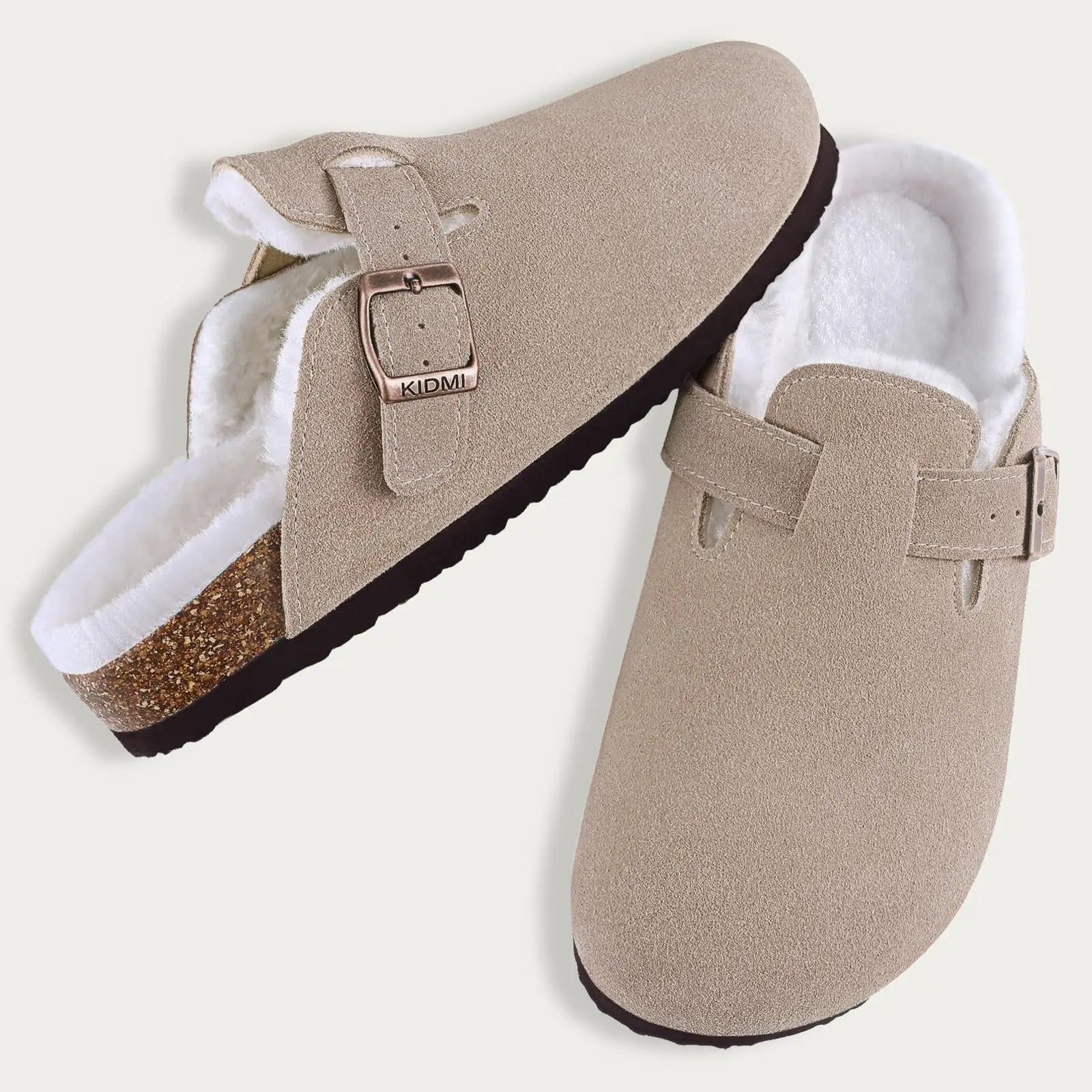 Kidmi Unisex Suede Cork Footbed Clogs – Arch Support Mules, Nonslip Outdoor & Beach Sandals - Vynori