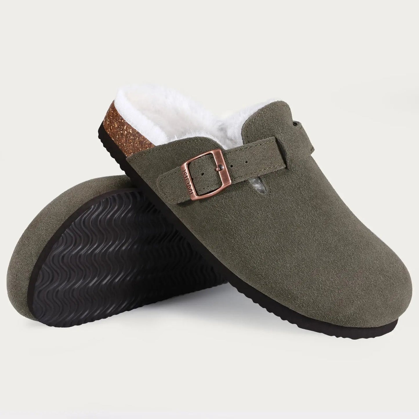 Kidmi Unisex Suede Cork Footbed Clogs – Arch Support Mules, Nonslip Outdoor & Beach Sandals - Vynori