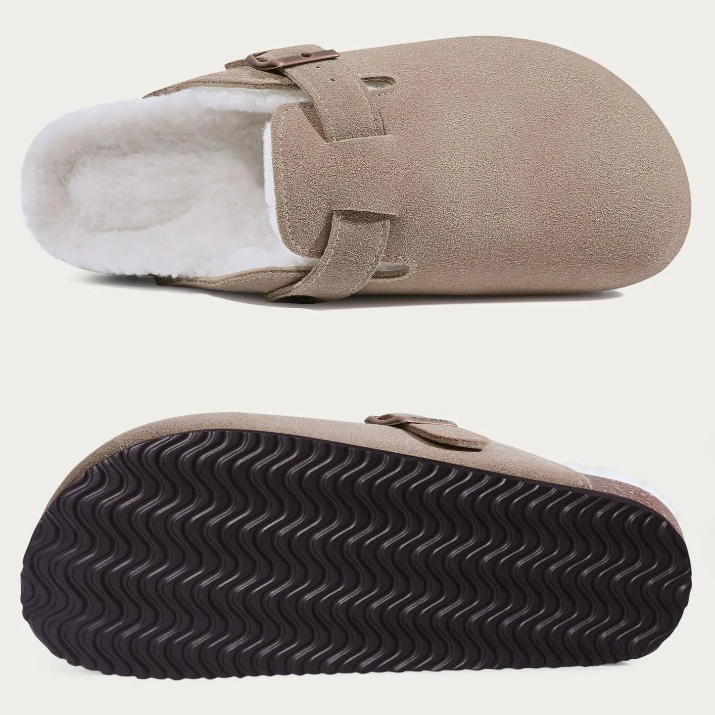 Kidmi Unisex Suede Cork Footbed Clogs – Arch Support Mules, Nonslip Outdoor & Beach Sandals - Vynori