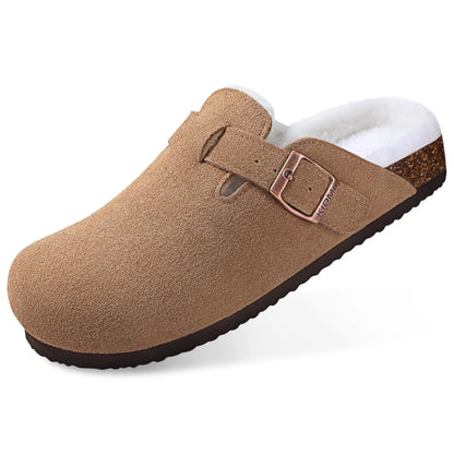Kidmi Unisex Suede Cork Footbed Clogs – Arch Support Mules, Nonslip Outdoor & Beach Sandals - Vynori