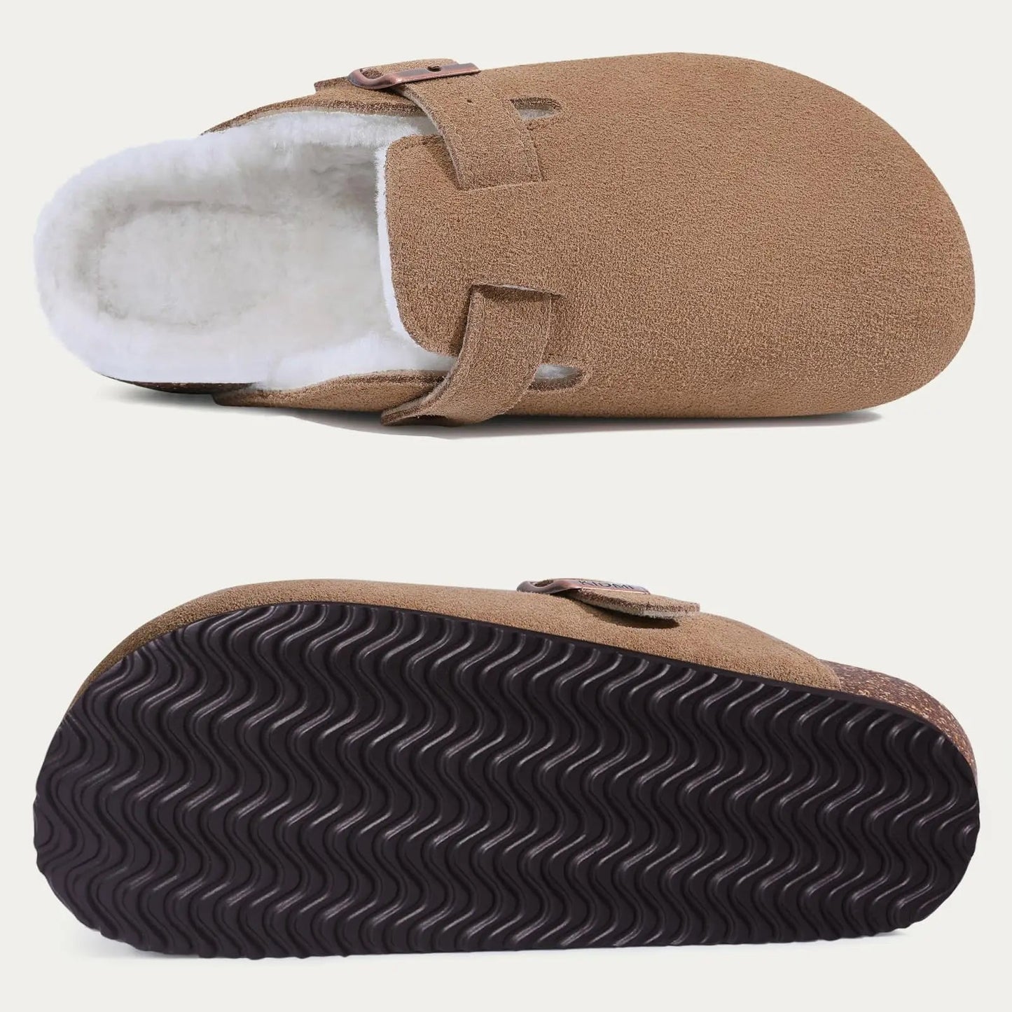 Kidmi Unisex Suede Cork Footbed Clogs – Arch Support Mules, Nonslip Outdoor & Beach Sandals - Vynori